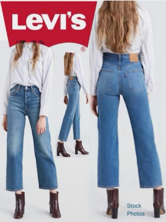 Levi's Denim - LEVI’S Ribcage Straight Ankle Button-Fly Med Wash Jeans W30 L27